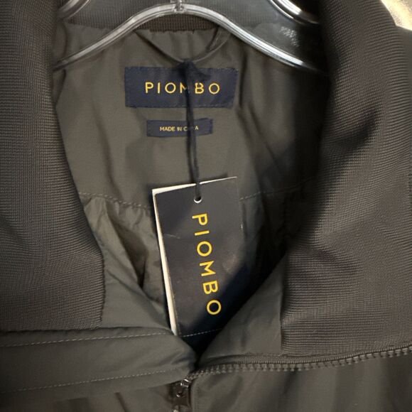 Piombo Large Bomber Jacket Padded Lined Coat Gray Full Zip Pockets NWT - Picture 3 of 10